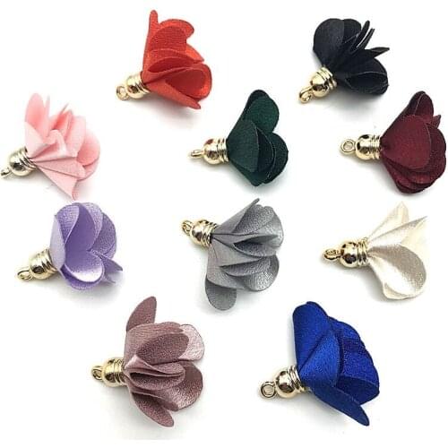 100pcs/bulk Vintage Cloth Flower Tassels Charms for Jewelry Making Tassels for Earrimgs Pompoms Flower Pendants Jewelry Making