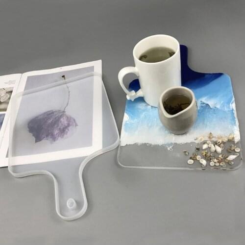 2Pcs Silicone Large Tray Resin Mold Epoxy Resin Casting Serving Board Tray Coaster Plate Holder with Handles Mold Crafts