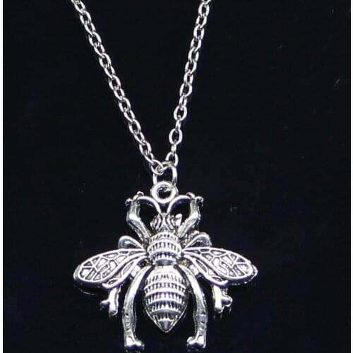 20pcs New Fashion Necklace 26x25mm bee bug Pendants Short Long Women Men Colar Gift Jewelry Choker