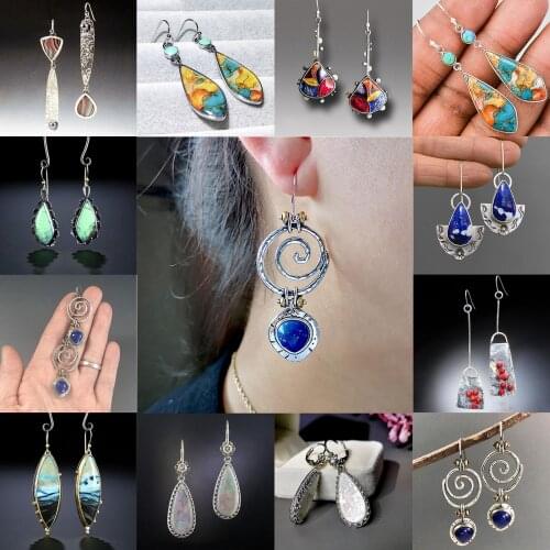 2021 New Trend Lady Fashion JewelryWomen Waterdrop Shape Rhinestone Dangle Ear Stud Long Hook Earrings Jewelry Gift