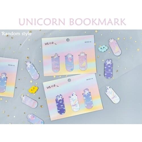 3pcs Unicorn Bookmark Combination Magnet Student Creative Mini Book Clip Book Holder Office Stationery Bookmark