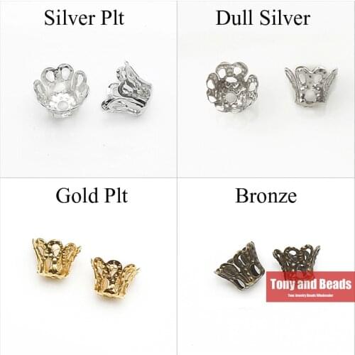 350Pcs=1Lot ! ) Jewelry Finding 5x6MM Wine Class Flower Bead Cap Gold Silvers Bronze Nickel Plated No.BC9