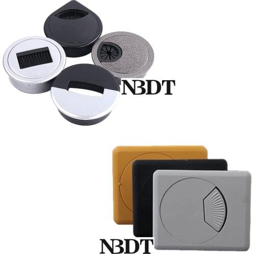 5Pcs Plastic Square Round Fancy Silver Wooden Texture Champagne Desktop Table Top Cable Wire Cord Grommet Hole Cover Organizer
