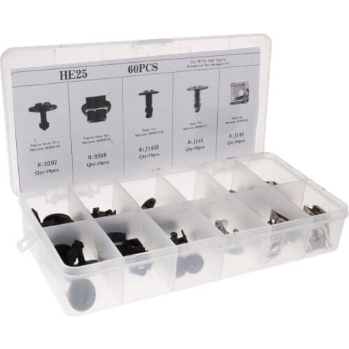 60pcs Engine Protection Pan Hardware Kit Pin Clip Nut Fit for Audi A4 , 4A0 805 121 A 8D0 805 121 B 8D0 805 121B 4A0805163