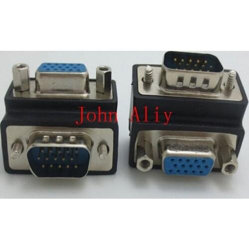 New arrive hot sale VGA 15 Pin Male To Female M/F 90 degree Right Angle Adapter Cord Monitor Connector
