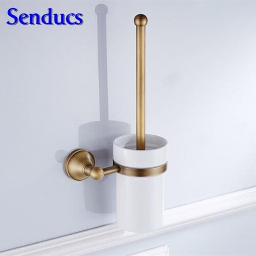 Free shipping top quality brass toilet brush holder with wall mounted antique toilet brusher holder for bath brush holder