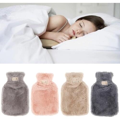 Hot water bottle soft to keep warm in winter portable and reusable protection plush covering washable and leak-proof