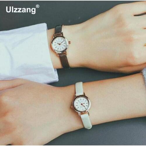 Ulzzang Small Dial Vintage Leather Womens Watches Casual Charm Ladies Wristwatches Simple Style Quartz Dress Watch Women Clock