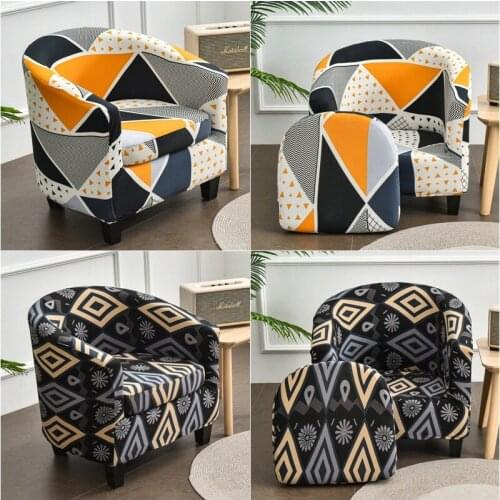 Geometric Armchair Cover Spandex Split Stretch Club Sofa Slipcover With Cushion Cover for Living Room Furniture Protector Covers
