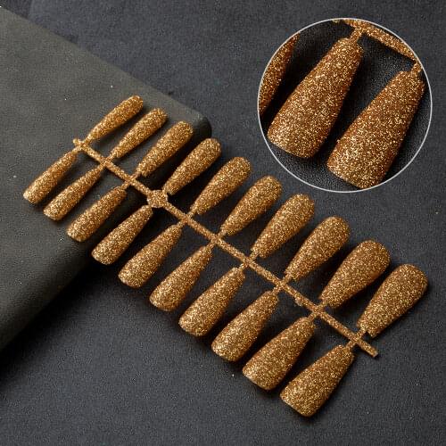 20pcs Long Coffin Fake Nails Glitter Beauty Ballerina Press on Nails Color Purple Blue White False Nail Tips Coffin Nails