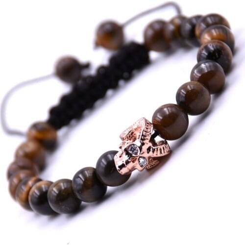 Hot Fashion Tiger Eye Paving Sheep Head Jewelry Mens Or Womens Bracelets Couple Accessories 2018