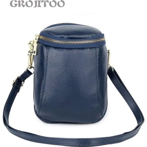GROJITOO New genuine leather double layer mini mobile phone bag simple and fashionable one shoulder bag for women wallet 383