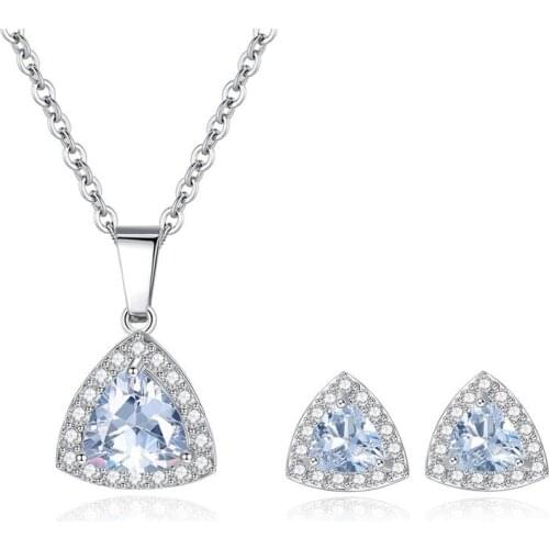 Exquisite AAA Triangle Cubic Zirconia Stone Jewelry Sets for Women Earrings Pendant Necklaces Party Accessories
