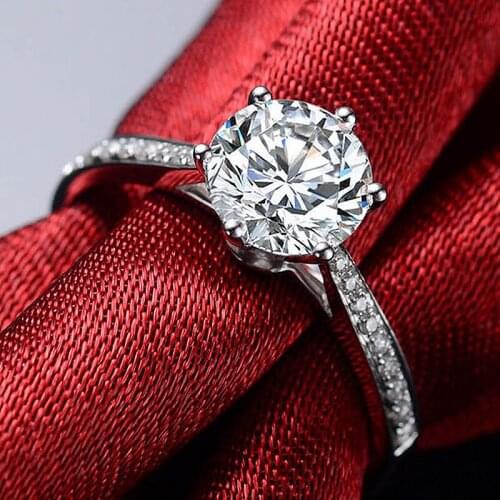 18K White Gold DF Color 1Ct 6.5mm Moissanite Round Brilliant Cut Ring Lab Diamond Ring Engagement Ring For Women
