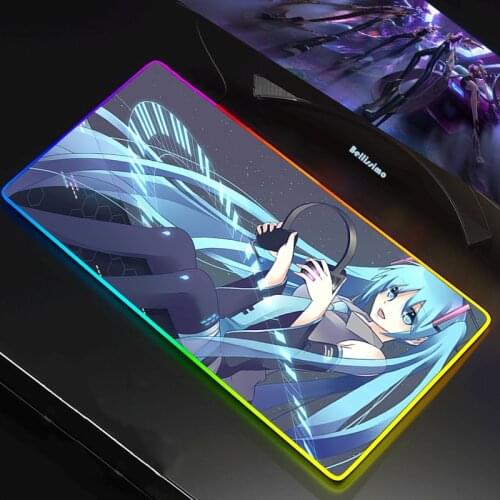 Mouse Pad Anime Vocaloid LED RGB Big XXL Gamer Anti-slip Rubber Pad Play Mats Gaming for RGB Keyboard Laptop Computer Desk Mats