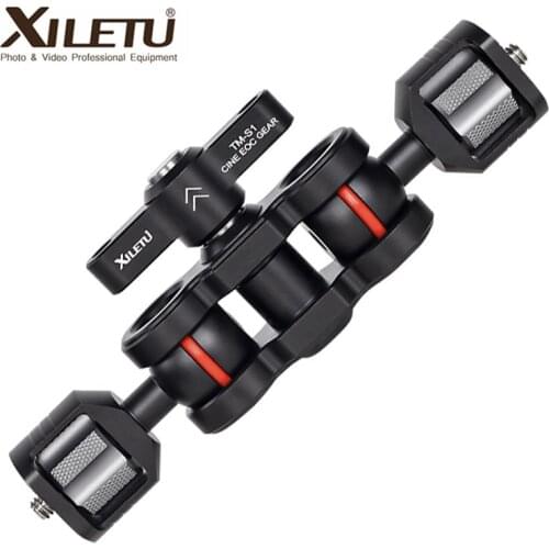 XILETU TMS2 Magic Arm Camera Mount Bracket Double Ball Head 360 Rotation for Camera Monitor Lights Recorders Microphone Audio