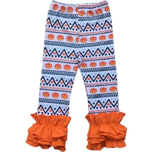 Halloween 3 Ruffle Leggings Orange pumpkin Special Price Girls Triple Ruffle Pants christmas Full Length comfy knit ruffle pants