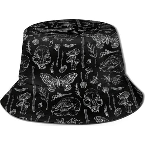 NOISYDESIGNS Hot 2021 Women Bucket Fishing Hats Sunscreen Sun Cap Mushrooms Designs Spring Summer Lady Fisherman Hat Black