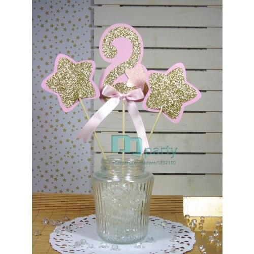 Twinkle Little Star Centrepieces, Gold and Pink First Birthday, Twinkle Star Birthday, Pink and Gold Birthday, First Birthday