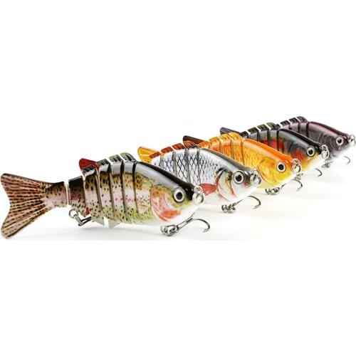 Mmlong 5pcs 4" Popular Fishing Lure 7 Jointed Sections Swimbait 12.5g Lifelike Crankbait 3D Eyes Fish Bait Wobbler Tackle AL01