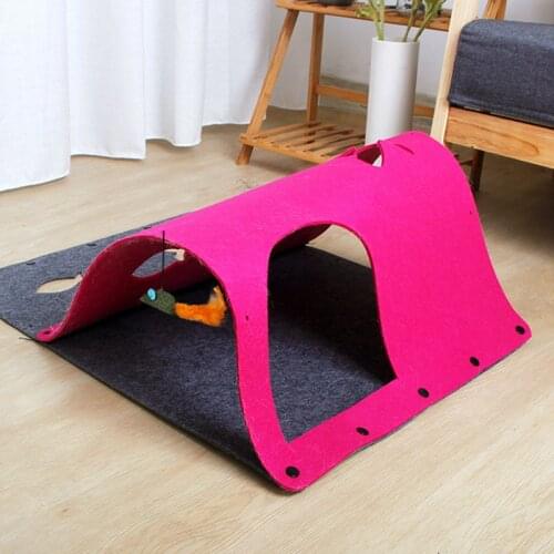 Pet Multifunctional Felt Toy Cat Mint Tunnel Kennel Exquisite with Hole Pattern Multiple Styles Pet Play Accessories