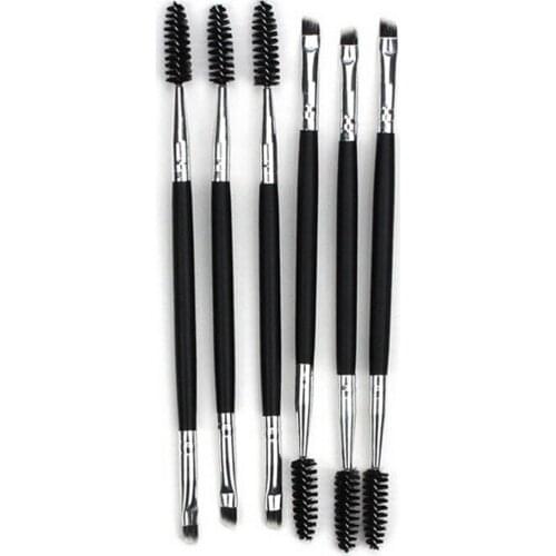 Multi-Functional 1pc Makeup Tools Bamboo Handle Double Eyebrow Brush + Eyebrow Comb Makeup Brush