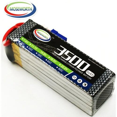 MOSEWORTH RC LiPo Battery 6S 22.2V 3500mAh 40C Burst 80C For RC Airplane Quadrotor Car Tank Boat RC Toys Batteries LiPo 6S 3.5Ah