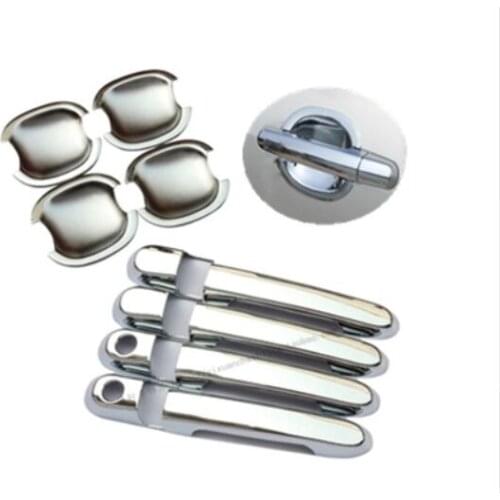 New Chrome Car Door Handle Cover + Car Cup Bowl Trim For Hyundai Tucson 2004 2005 2006 2007 2008 2009 2010