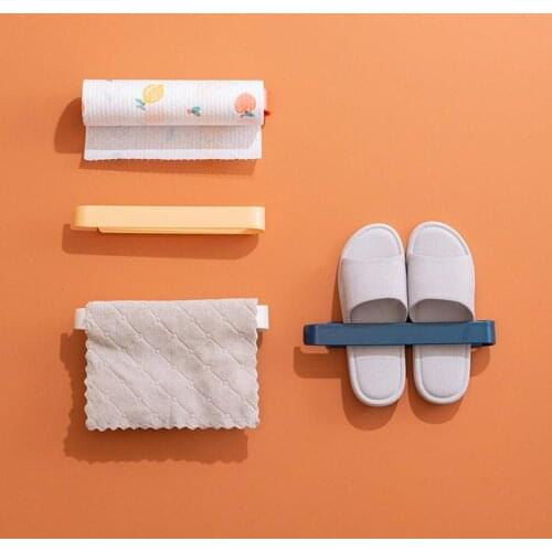 2020 New Punch-free Wall-mounted Hook Multifunctional Portable Traceless Bathroom Towel Rack Kitchen Cloth Hook