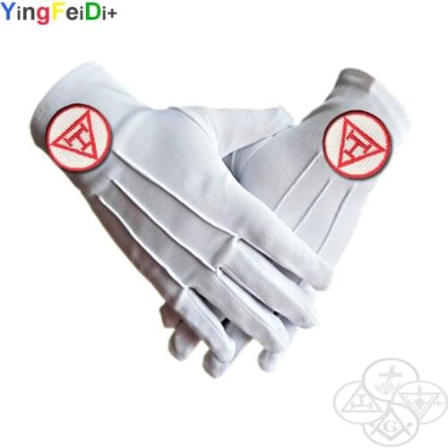 Royal Arch Masonic Embroidery High Quality Polyester Gloves- [White]