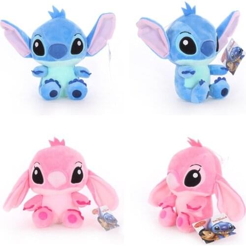 20cm Disney Lilo Stitch Couple Plush Doll Movie Cartoon Pendant Decoration Plush Doll Soothe Doll Movie Childrens Gift Toy