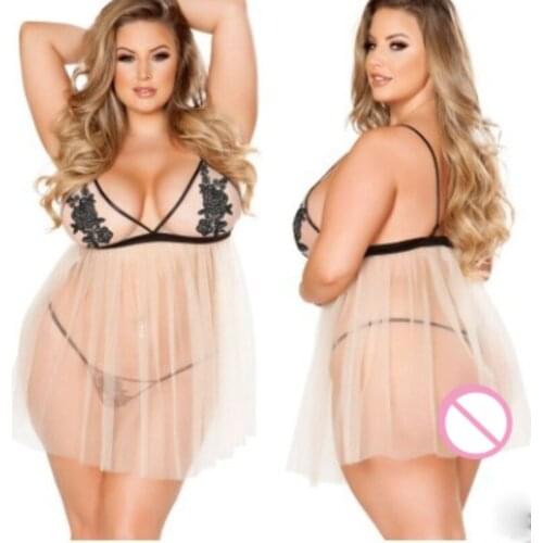 See Through Sleepwear Lace Sexy Lingerie Set Mesh Sexi Women Nightgown Dress Sex Thong Erotic Underwear Ladies Suspenders Skirt