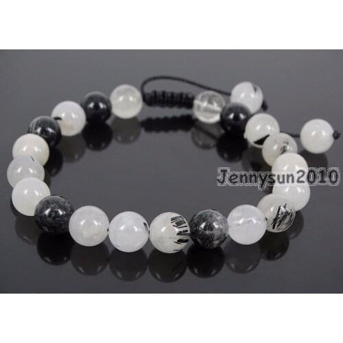 Handmade 8mm Adjustable Natural Tourmaline Quartz Gems Stone Round Bead Bracelet Healing Reiki 5 Strands/Pack