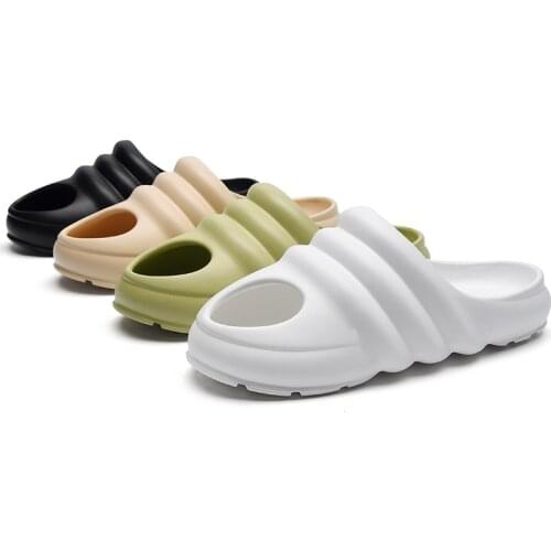Anti-collision Summer Sandals Cozy Casual Flat Slides Leisure Men Ladies Indoor Anti-slip Shoes Women Thick Platform Slippers