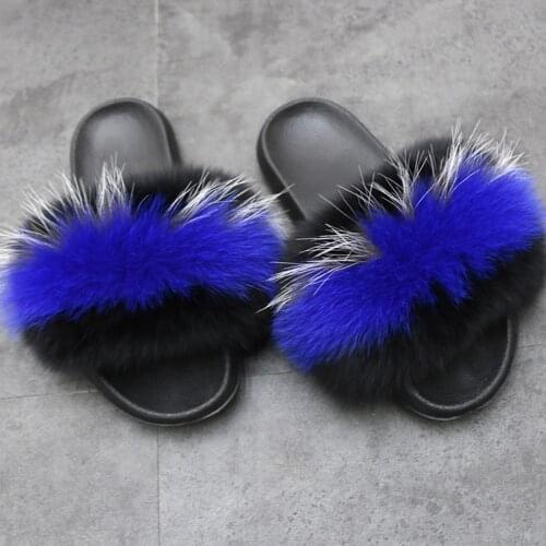 Fur Slippers Ladies Summer Outdoor Authentic Flat Flip Flops Casual Business Luxury Fluffy Plush Home Sandals
