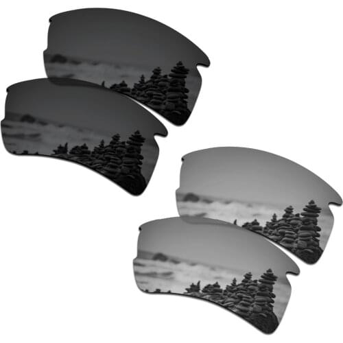 SmartVLT 2 Pairs Polarized Sunglasses Replacement Lenses for Oakley Flak 2.0 XL Stealth Black and Silver Titanium
