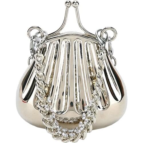 Luxury Designer Chain Shell Bags For Women Female Metallic Lipstick Mini Pouch Ladies Fashion Messenger Bag 2021 High Quality