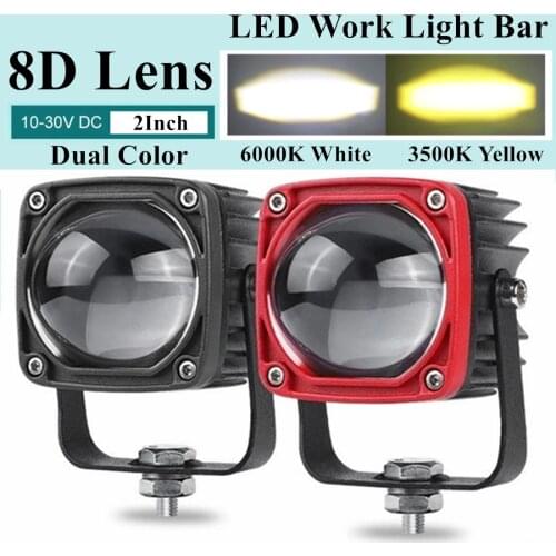 2inch 8D Lens LED Driving Lamp Square 30W LED Work Light Spotlight 6000K White/3500K Yellow For OffRoad Car Truck SUV Motorcycle
