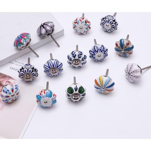 Vintage Ceramic Flower Handles Pulls Knob For Drawer Cabinet Furniture Hardware Door Knobs Cabinet Drawer Cupboard Wardrobe Door