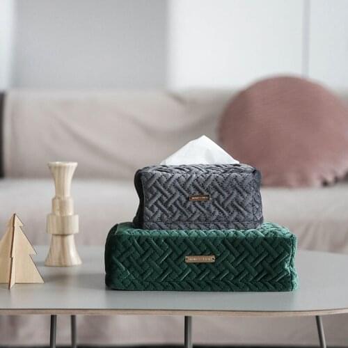 High Quilted Velvet Tissue Bag Pumping Tissue Holder Living Room Office Home Decorations Nordic Style Creative Tissue Box