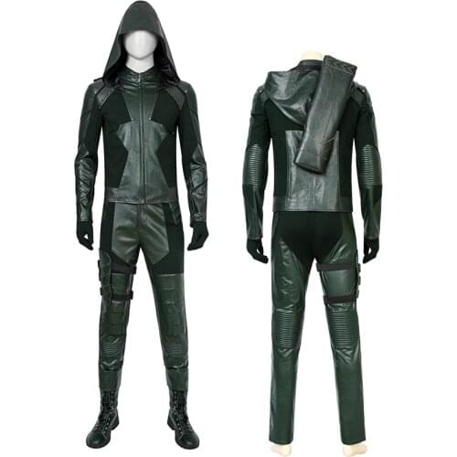 Adult Men Halloween Superheroes Arrow Season 8 Oliver Clothes Cosplay Costume Outfit Party Full Props Suit