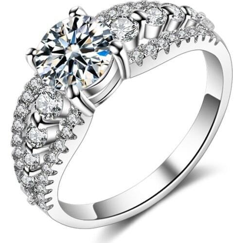 Elegant Rings 925 Silver Jewelry with Zircon Gemstone Charm Finger Ring Accessories for Women Wedding Promise Party Wholesale