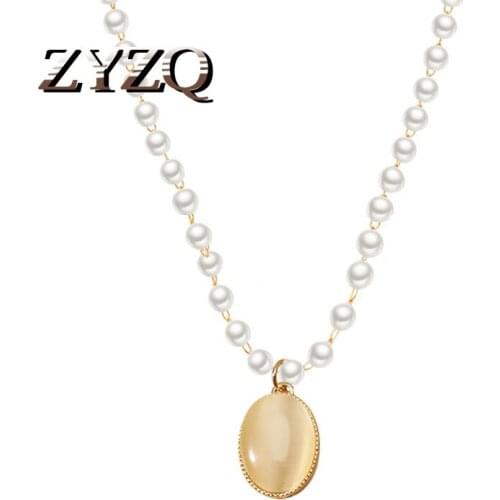 ZYZQ Baroque Sweet Imitation Pearl Drop Necklace Fashion Temperament Short Rhinestone Clavicle Chain Birthday Gift Accessories