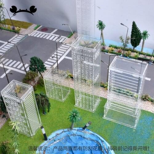 1/200 scale DIY model train scene buildings model making materials Transparent glass building real estate train kits