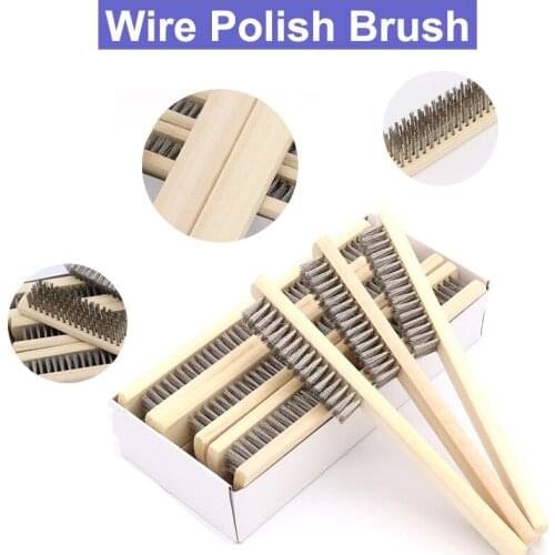 URANN 1pcs 210mm Wool Handle Steel Wire Polishing Brush Cleaning Brush Hand Tool