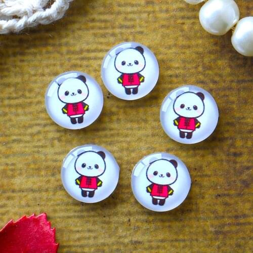12mm 25mm 14mm 16mm 18mm 20mm Photo Glass Cabochons Round Cameo Set Handmade Bases Settings Panda