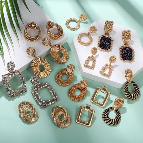 2020 Fashion Vintage Geometric Earrings Golden Color Womens Earrings Big New Bohemia Drop Earing Modern Jewelry