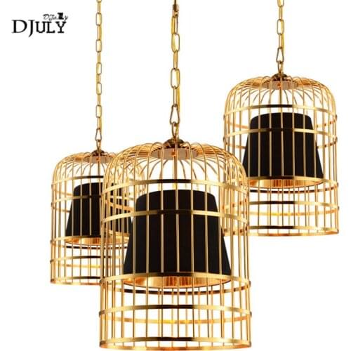 American metal bird cage pendant lights for dining room coffee store bar suspension luminaire industrial loft decor hanging lamp