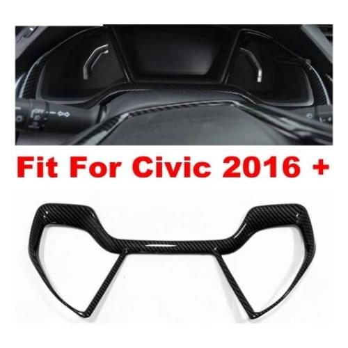 Auto Styling Center Console Dashboard Instrument Panel Cover Trim For Civic 2016 - 2020 Red / Carbon Fiber Style ABS Interior