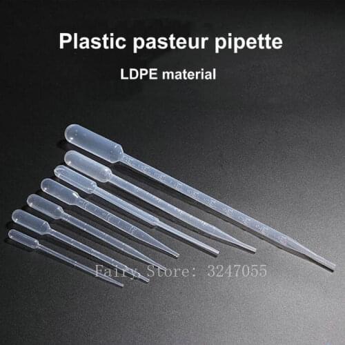 Free Shipping 100pcs 0.2ml/0.5ml/1ml/2ml/3ml/5ml Plastic Pasteur Pipette Transfer Pipette Professional Refillable Tools